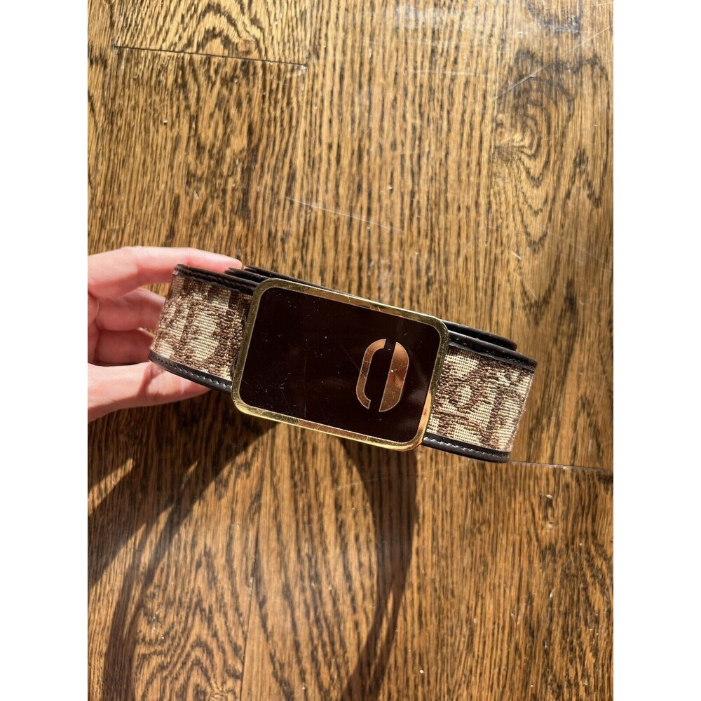Christian dior Vintage Monogram Trotter Print Logo Brown Belt 70 26-30 in 70s - Picture 3 of 4